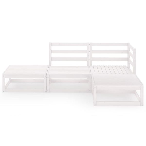 vidaXL loungesæt til haven 4 dele massivt fyrretræ hvid