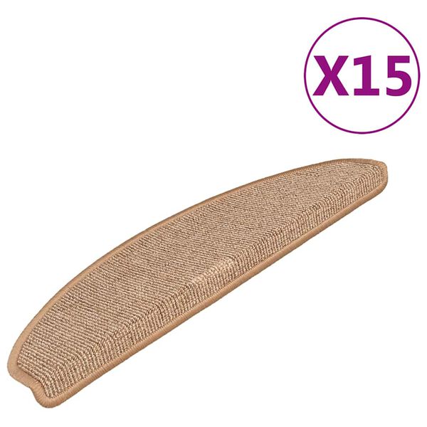 vidaXL trappem&aring;tter 15 stk. 65x21x4 cm lysebrune halvrunde store