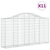 vidaXL buede gabionkurve 11 stk. 200x30x100/120 cm galvaniseret jern