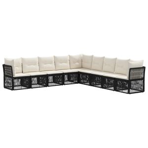 vidaXL Havesofa S&aelig;t 9 stk. Sort polyrattan
