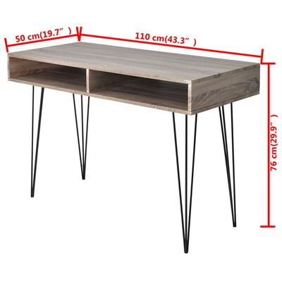 vidaXL skrivebord med 2 rum grå