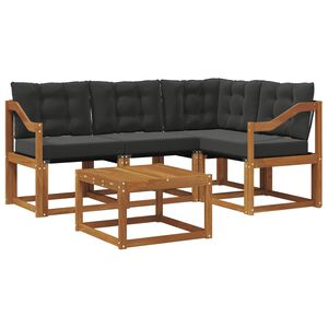 vidaXL Udend&oslash;rs sofagruppe med pude 5 pcs Naturlig og sort
