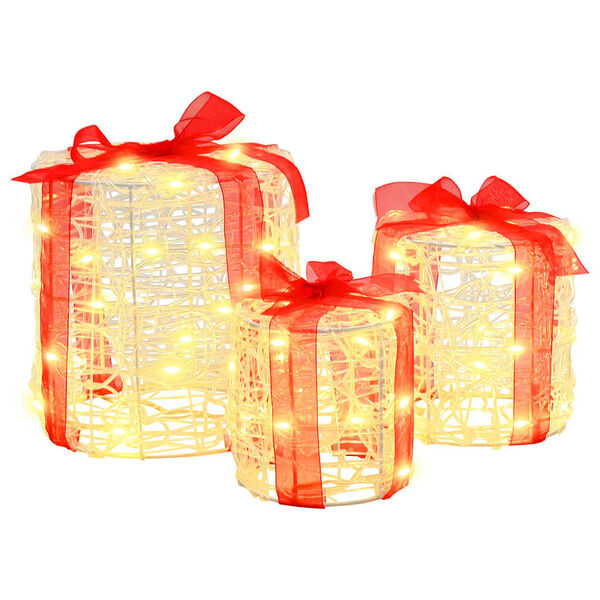 vidaXL Gave&aelig;ske dekoration 3 pcs Varm hvid 20 x 20 x 21 cm Akryl