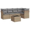 vidaXL sofas&aelig;t til haven 6 dele med hynder polyrattan beige