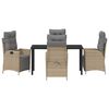 vidaXL Have Spisebordss&aelig;t med pude 5 pcs Beige polyrattan