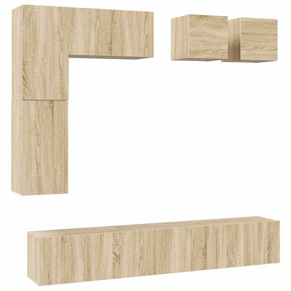 vidaXL tv-skabssæt 8 dele konstrueret træ sonoma-eg