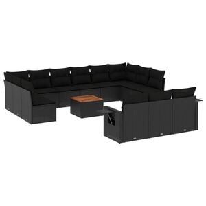 vidaXL sofas&aelig;t til haven 14 dele med hynder polyrattan sort