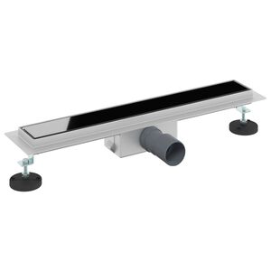 vidaXL Bruserafl&oslash;b med glasl&aring;g Sort 50 cm Rustfrit St&aring;l 304