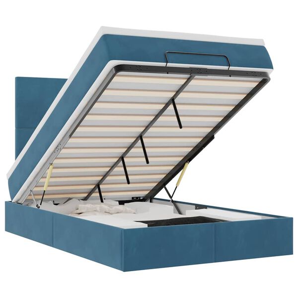 vidaXL osmannisk sengeramme med madrasser 120x190 cm fl&oslash;jl m&oslash;rkebl&aring;