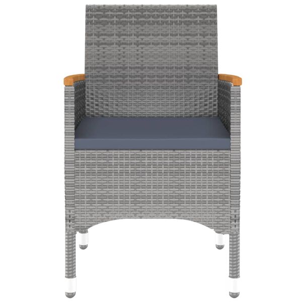 vidaXL spisebordssæt til haven 5 dele polyrattan og hærdet glas grå