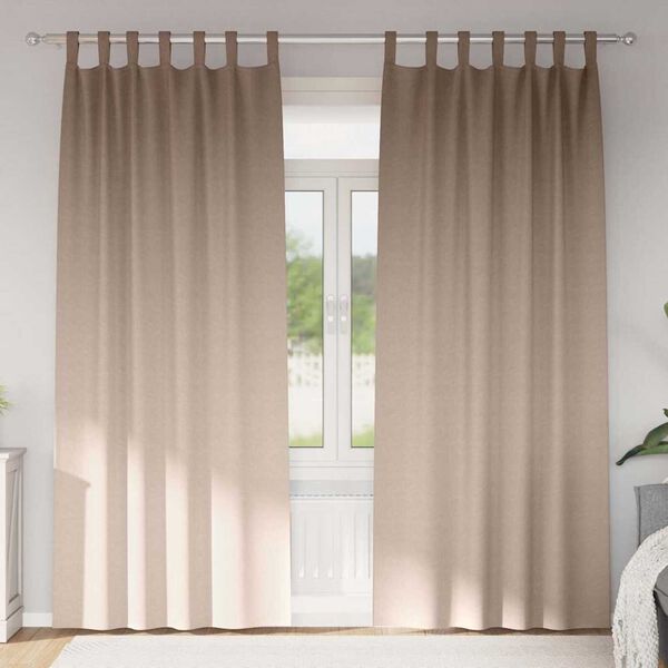 vidaXL M&oslash;rkl&aelig;gningsgardiner med ringe 2 pcs Gr&aring;brun 225 x 140 cm