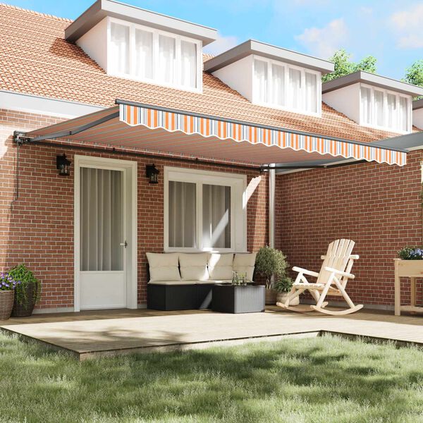 vidaXL Utr&aelig;kkelig Markise Bl&aring; og Orange 450 &times; 300 cm Aluminium og stof