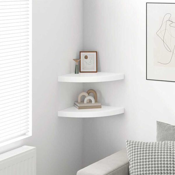 vidaXL hj&oslash;rnehylder 2 stk. 35x35x3,8 cm MDF hvid h&oslash;jglans