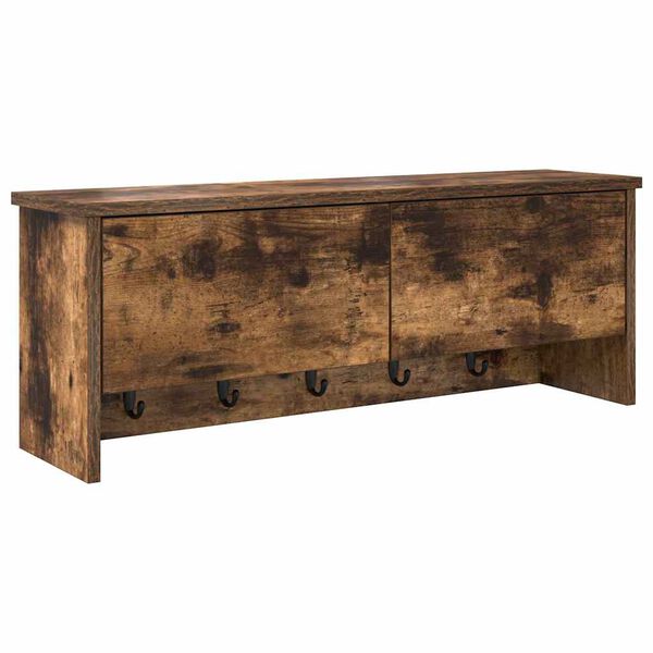 vidaXL V&aelig;gmonteret Jakkeholder med hylde R&oslash;get eg 80 x 20 x 30 cm