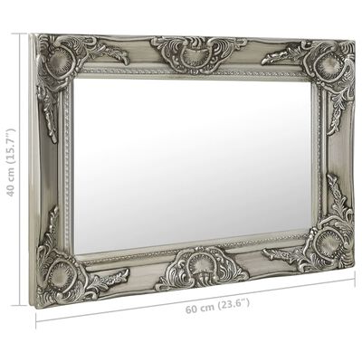 vidaXL vægspejl barokstil 60x40 cm sølvfarvet