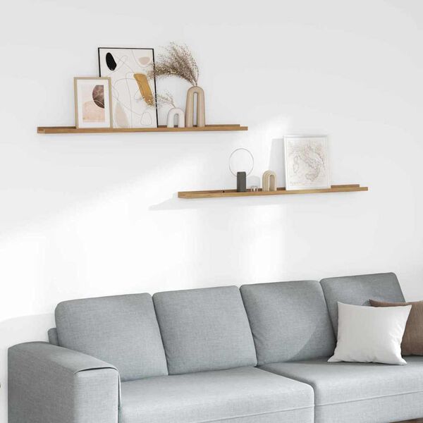 vidaXL V&aelig;ghylde med hylde 2 pcs Brun 115 x 9 x 3 cm Konstrueret tr&aelig;