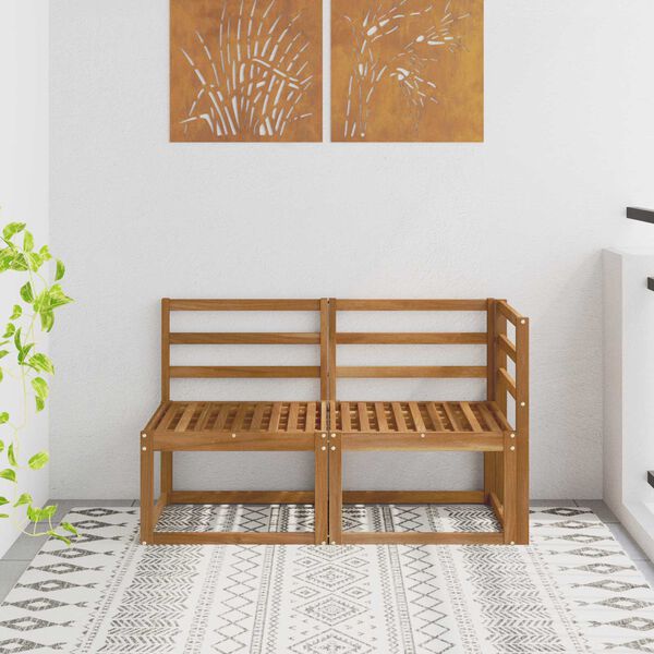 vidaXL Udend&oslash;rs midter- og hj&oslash;rnesofa 2 Stk Naturfarvet