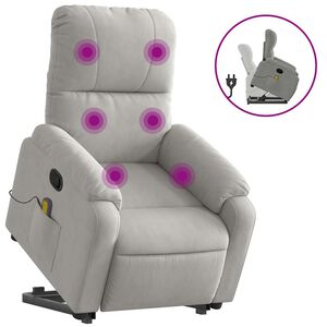 vidaXL massagestol med l&oslash;ftefunktion mikrofiberstof lysegr&aring;