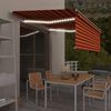 vidaXL markise m. gardin + LED 4,5x3 m manuel betjening orange og brun