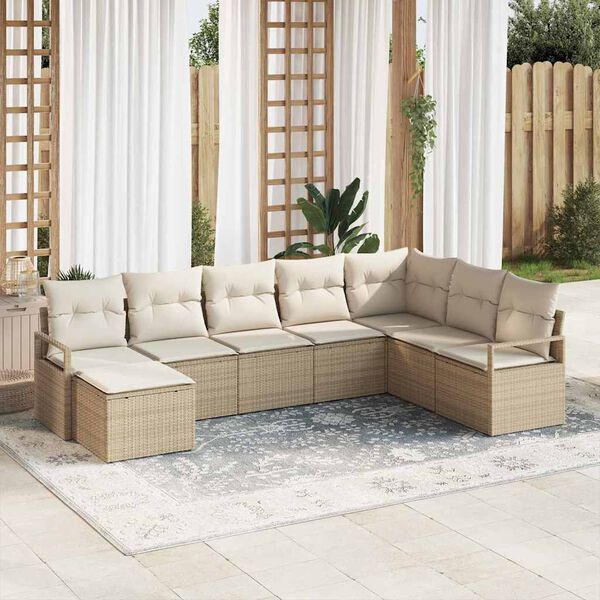 vidaXL Havesofa S&aelig;t 8 pcs Beige Poly rattan