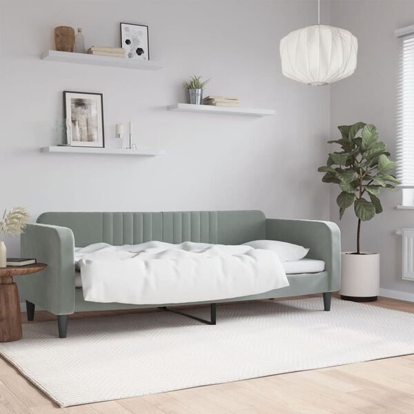 vidaXL daybed 80x200 cm velour lysegrå