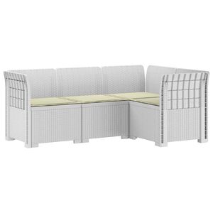 vidaXL 4-Persons Have Sofa med Puder Rattan Look PP Hvid