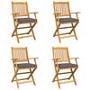 vidaXL Sammenklappelig stol med pude 4 pcs Gr&aring; 49 x 57.5 x 92cm