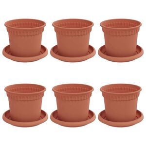 vidaXL Plantepotter 6 pcs Mursten R&oslash;d &Oslash; 12,5 x 10 cm Plastik