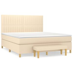 vidaXL kontinentalseng med madras 160x200 cm stof cremefarvet