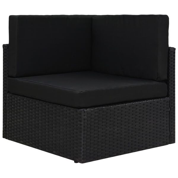 vidaXL hjørnedel til sofa polyrattan sort