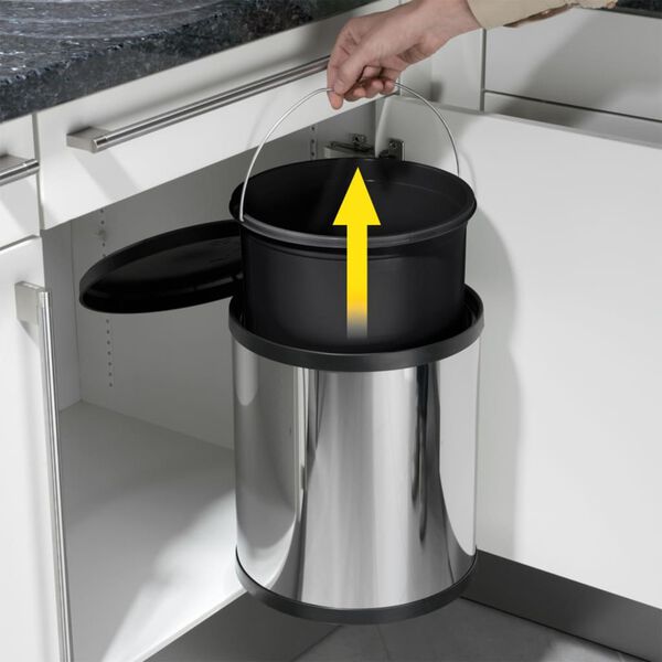 Hailo skabsskraldespand Compact-Box str. M 15 l rustfrit stål 3555-101