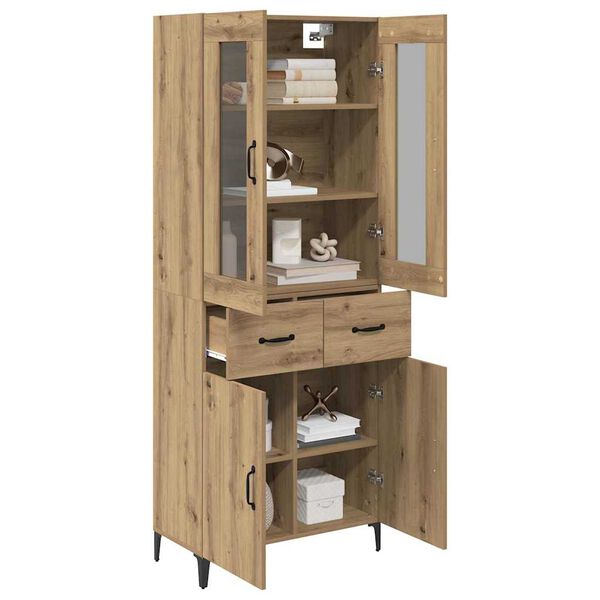 vidaXL Highboard Artisan Egetr&aelig; 69,5 x 34 x 180 cm Konstrueret tr&aelig;