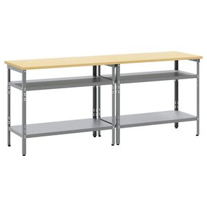 vidaXL Arbejdsb&aelig;nk s&aelig;t 2 stk. Beige og gr&aring; Pulverlakeret st&aring;l