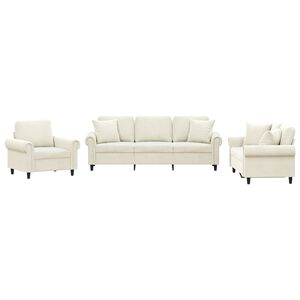vidaXL sofas&aelig;t 3 dele med puder velour cremefarvet