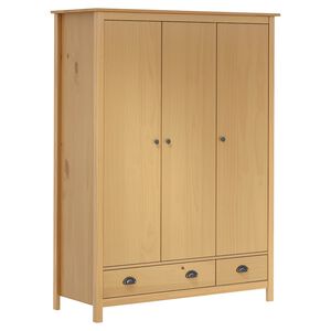 vidaXL kl&aelig;deskab med 3 l&aring;ger Hill 127x50x170 cm massivt fyrretr&aelig;