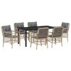 vidaXL Have Spisebordss&aelig;t med pude 7 pcs Beige polyrattan