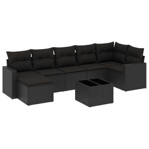 vidaXL sofas&aelig;t til haven 8 dele med hynder polyrattan sort