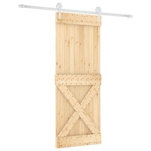 vidaXL Skyded&oslash;r Natur og hvid 90 x 210 cm Massivt fyrretr&aelig;