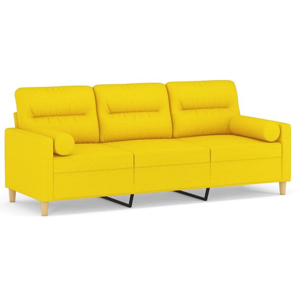 vidaXL 3-personers sofa med pyntepuder 180 cm stof lysegul