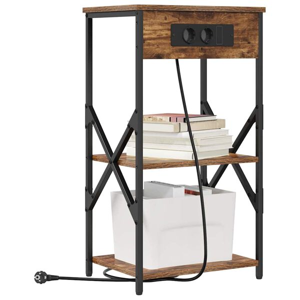 vidaXL Natskab med hylde R&oslash;get eg 41 x 31 x 76 cm Konstrueret tr&aelig;