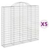 vidaXL buede gabionkurve 5 stk. 200x30x180/200 cm galvaniseret jern