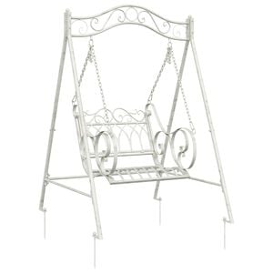 vidaXL Gyng B&aelig;nk St&aring;l 113 x 121,5 x 168 cm Antik hvid