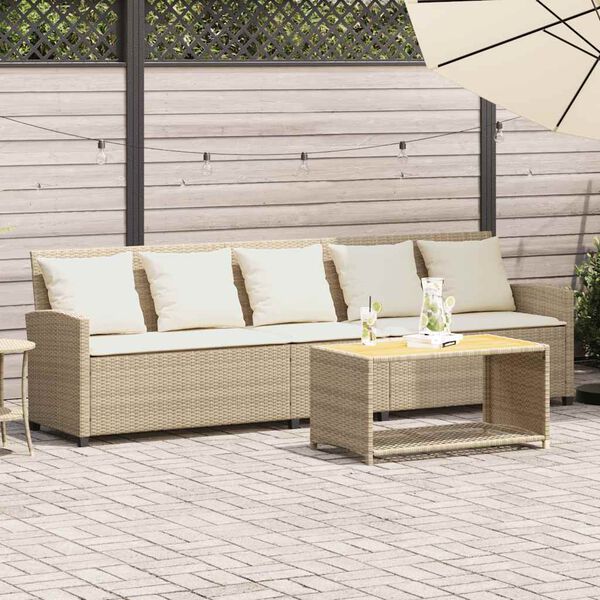 vidaXL 5-personers havesofa med hynder polyrattan beige