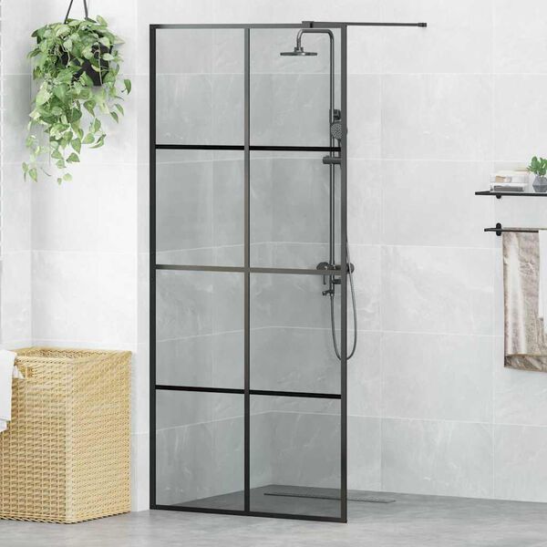 vidaXL Walk-in brusev&aelig;g Sort 90 x 195 cm h&aelig;rdet glas