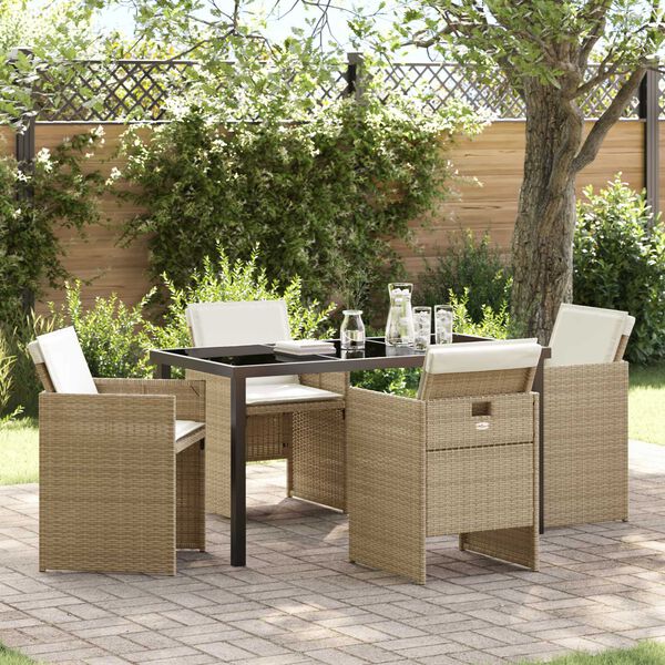vidaXL Have Spisebordss&aelig;t 5 pcs Beige polyrattan