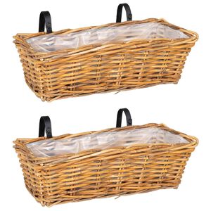 vidaXL H&aelig;ngende Plantekurv GENDT 2 stk. Naturlig Brun 48 x 22 x 15 cm