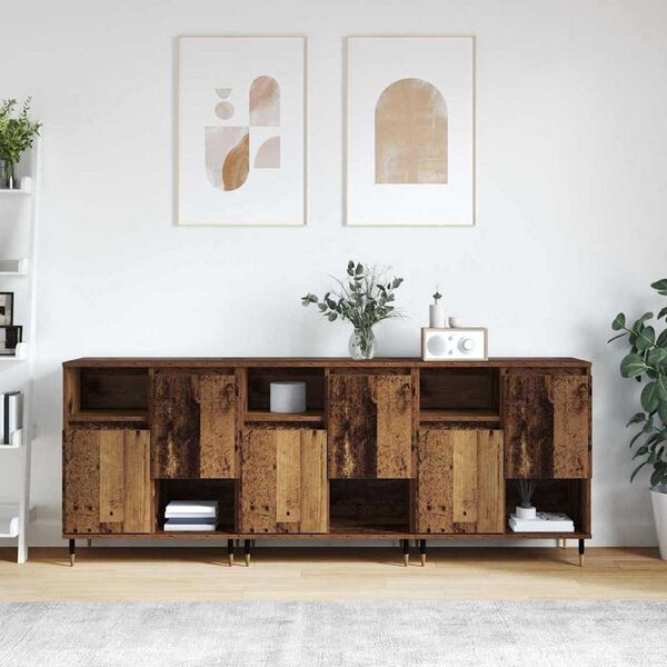 vidaXL Sideboards 3 pcs Gammelt tr&aelig; 180 x 35 x 70 cm Konstrueret tr&aelig;