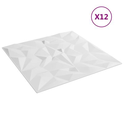 vidaXL vægpaneler 12 stk. 50x50 cm 3 m² XPS ametyst hvid