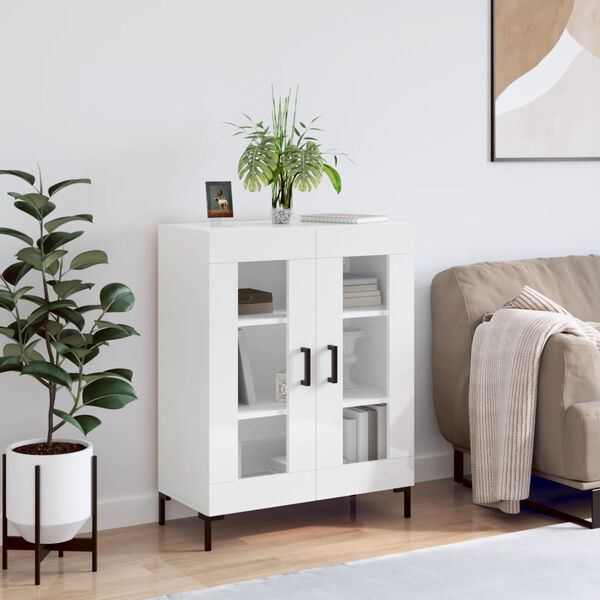 vidaXL sk&aelig;nk 69,5x34x90 cm konstrueret tr&aelig; hvid h&oslash;jglans