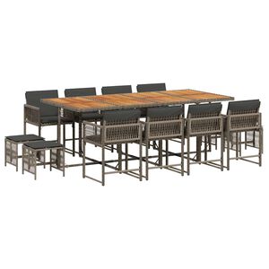 vidaXL spisebordss&aelig;t til haven 13 dele med hynder polyrattan gr&aring;